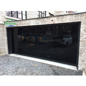 Puerta de <span class=keywords><strong>garaje</strong></span> de vidrio sin marco de lujo para villas suburbanas garajes tiendas minoristas Panel de <span class=keywords><strong>garaje</strong></span> superior de vidrio reflectante oscuro - Product Image 2
