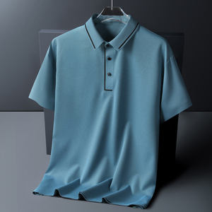 Polo de Manga Corta de Seda Helada para Hombre, Talla Grande, Verano, Personalizable con Logotipo OEM, Secado Rápido, Elástico, Transpirable, Tejido de Punto - Product Image 5
