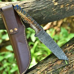 มีดตัดทรงกรวยทำด้วยมือทำด้วยมือทำด้วยมือทำจากเหล็กดามัสกัสมีดคาวบอยออกแบบมาใหม่ - Product Image 3