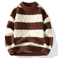Pulls de Noël rayés de luxe pour hommes, tendance automne-hiver, pull épais et chaud, ample, pour hommes