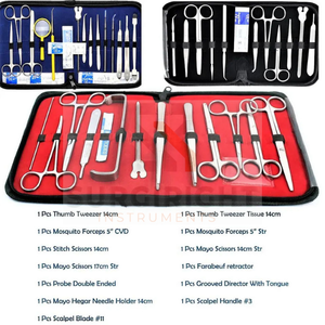 เครื่องมือผ่าตัดสัตวแพทย์ทำจากสแตนเลสพร้อมเคสหนังสำหรับการฝึกผ่าตัดสำหรับนักเรียนโดยใช้เครื่องมือผ่าตัด - Product Image 3