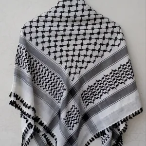 Shemagh Arafati Keffiyeahアラブスカーフポリコットンarafatkeffiyeah Shemaghスカーフ48 "x48" ブラックホワイトシェマースカーフ