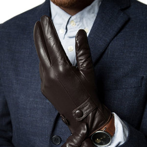 Brown Leather <b>Touchscreen</b> Winter <b>Gloves</b> Breathable Eco-Friendly Wrist Length Warm Outdoor Casual Use - Product Image 4