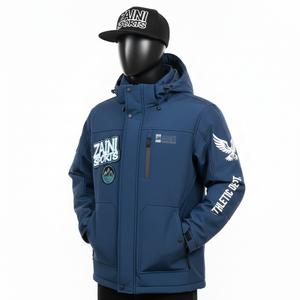 <b>Men</b> Softshell Jacket Breathable Windproof Softshell GSM <b>Blue</b> Structured Panels Custom HeatTransfer Logo softshell Jacket for <b>man</b> - Product Image 4