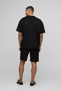 Conjuntos de pantalones cortos y camisetas Serigrafía Logo 100% Algodón Lavado ácido Oversized Heavyweight Twin Set para hombres - Product Image 2