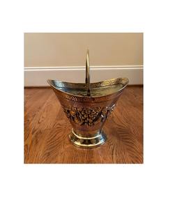 Large Capacity Rustic Antique Brass <b>Coal</b> Bucket Stylish Old Fashioned Design Metal Fireplace Cleaner - Product Image 2