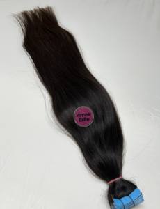 Extensions de cheveux bruts indiens à texture naturelle vierge droite de qualité 12A, cuticules alignées à partir d'un seul modèle d'application de ruban de donneur - Product Image 6