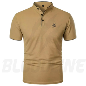Camisa de Manga Corta para Hombre Bloodline, Color Sólido, Tejido de Punto, Transpirable, Algodón 220g, Corte Regular Formal, Rojo - Product Image 5