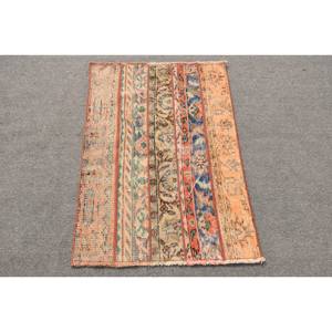 Bohemian Classic Large Area Rectangle Turkish Rug 2.5 X 3.4ft <b>Yellow</b> Vintage Pattern <b>Wool</b> Latex for Teenagers Hallway Use - Product Image 1