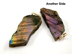 Pendentif en Labradorite de feu violet naturel pendentif plaqué argent poli des deux côtés forme libre charme boucle unique connecteur pendentif Lot - Product Image 5