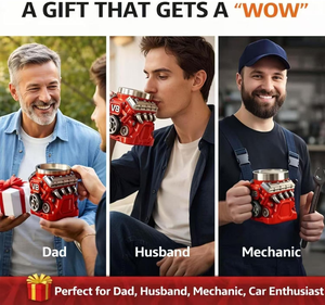 V8 V6 Engine Shaped <b>Coffee</b> Mug Double Insulated Car Engine Themed Mug Creative Retro Mechanical Mug Personalized Gift for Car - Product Image 4