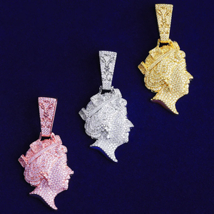 Collier pendentif tête de reine hip-hop en argent 925 plaqué or avec moissanite VVS, bijoux scintillants à bas prix, best-seller - Product Image 3