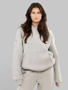 Vente en gros d'ensemble de sweats à capuche pour femmes grande taille col à capuche en tissu tricoté d'hiver - Product Image 2