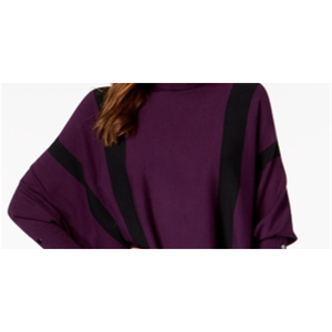 Maglione Poncho Casual da Donna Alfani a Righe con Colletto a Fiocco e Logo Frontale, Viola Traspirante Sottile XS (Taglia Piccola Grande) per Autunno Inverno - Product Image 2