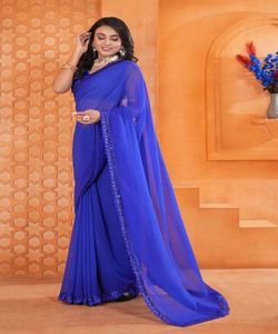 Sari indien en coton Jarkan avec broderie diamantée, sans blouse, pour mariée, prix de gros, vêtement ethnique, multicolore - Product Image 6