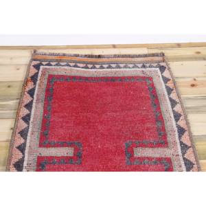 Alfombra Vintage, Alfombra de Pasillo de 3.2x11 pies, Alfombra Geométrica Rosa Herki - Product Image 4