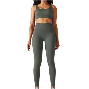 Conjunto de Yoga Deportivo Personalizado sin Costuras para Mujer, para Otoño, Estilo Urbano, Spandex/Poliéster, Sujetador Deportivo Suave, Leggings Transpirables para Uso Diario - Product Image 5