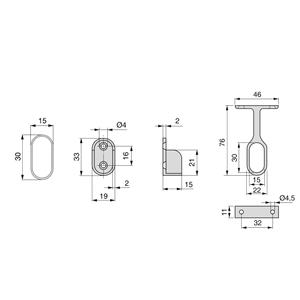 Emuca Set di 2 accessori ovali cromati per armadio 30x15mm acciaio e barre guardaroba Zamak lunghezza 0.75m con staffe - Product Image 3