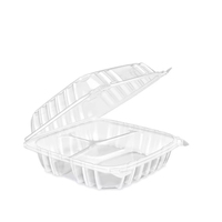LOKYO Boîte de préparation de repas transparente à 3 compartiments, boîte à gâteaux, contenant à pâtisserie, boîte à fruits, dessert, boîte à emporter jetable, boîte à clapet