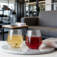 Verre à vin en plastique sans pied octogonal diamanté 12oz sans BPA incassable – Tasse à vin en plastique pour la vente en gros avec logo personnalisé
