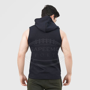 Men <b>Sleeveless</b> <b>Hoodie</b> Soft Breathable Polyester/Cotton Material Customizable Print Design for Gym Fitness Winter Outdoor - Product Image 3