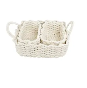 bulk supplier Woven Baskets Set of 3 for Home Office Dorm Room Living Room Bedroom Bathroom Nursery Storage