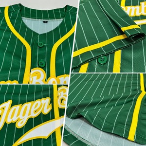 Maillot de basket-ball authentique à fines rayures blanc-or vert personnalisé 100% chemise de baseball en polyester maillot de baseball personnalisé - Product Image 4
