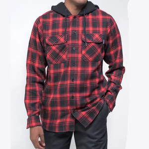 Sweat à capuche en flanelle à carreaux blanc et noir pour hommes Custom Falls en gros - Product Image 6