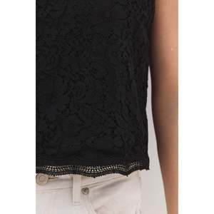 Top en dentelle florale brodée, sans manches, col à nœud, maille décontractée, mode quotidienne, ample, taille XL, pour le printemps, l'automne et les fêtes - Product Image 5