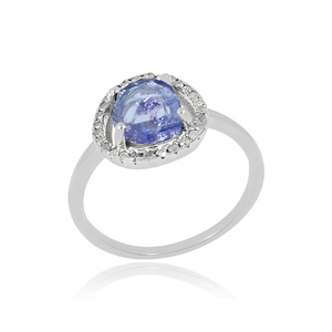 Luxury 925 Sterling Silver Tanzanite <b>CZ</b> Multi Gemstone <b>Ring</b> New Fashion Trendy Bezel Setting Jewelry for Parties Cute Style - Product Image 1