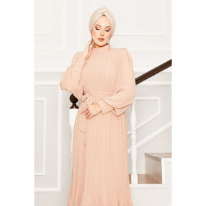 Vestido de Noche Beige con Mangas de Organza, para Fiesta Formal, Silueta de Cola de Pez, Decoración de Lentejuelas, Largo hasta el Suelo, Talla XS, Opciones de Tallas Grandes - Product Image 2