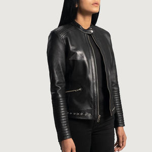 Vestes en cuir de moto pour femmes de haute qualité, vêtements d'extérieur de motard sur mesure élégants pour l'hiver et l'automne, mode féminine - Product Image 3