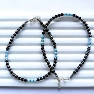 Collar de Cuentas de Ágata Negra para Mujer con Cierre Plateado, Joyería de Piedras Preciosas de Moda para Bodas y Aniversarios - Product Image 1