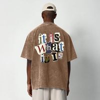T-shirt décontracté style streetwear rappeur à l'acide pour hommes t-shirts graphiques surdimensionnés avec motif uni imprimé de lettres amusantes