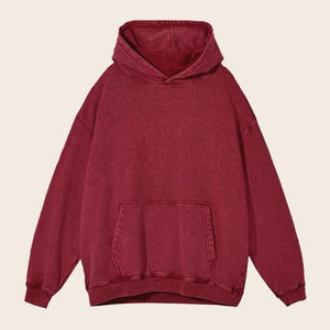 Sudadera con capucha de algodón pesado vintage lavado con ácido sudadera polar de color sólido para invierno poliéster teñido liso/algodón - Product Image 1
