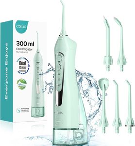 COSLUS Water Dental Flosser Dents Pick: Irrigateur oral portable sans fil 300ML Irrigation de voyage rechargeable C20(F5020E) Vert - Product Image 4