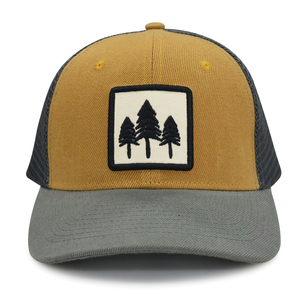 Gorra de camionero de lona personalizada para hombre, gorra curvada de red con estampado de hojaldre, espuma negra lisa en blanco para ropa informal - Product Image 4