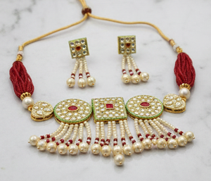 ชุดสร้อยคอแบบโชคเกอร์โบราณสไตล์โพลกี ดีไซน์หรูหรา ขัดเงาสีทองอย่างดี เหมาะสำหรับเจ้าสาวในงานแต่งงานและงานเฉลิมฉลอง - Product Image 2