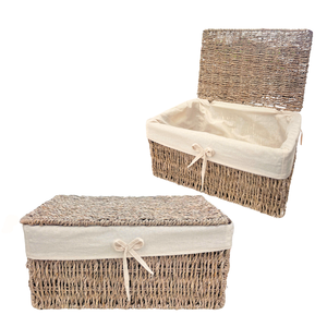 MEJOR PRODUCTO PARA EL HOGAR Cesta rectangular de algas marinas con tapa Almacenamiento de cocina sostenible - Product Image 1