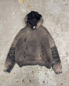 Sudadera con capucha desgastada Vintage para hombre, ropa de calle, sudadera de invierno sólida de algodón 100% regular - Product Image 3