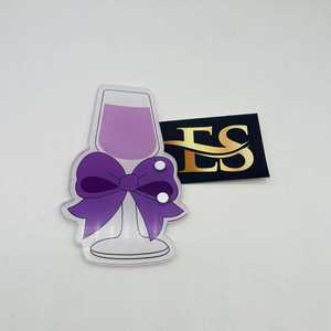 Tuile à cils en acrylique personnalisable avec aimants, motif Moch Myrtille avec nœud violet, pour vente en gros et logo personnalisé - Product Image 1