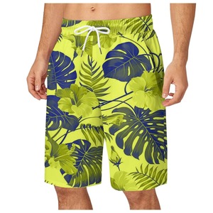 Shorts de sport imprimés feuilles pour hommes garçons été Cool hawaïen 3D imprimé décontracté maillot de bain cordon planche de surf Shorts - Product Image 2
