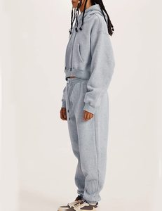 Venta caliente transpirable peso pesado pulóver algodón gimnasio correr gran tamaño Sudadera con capucha pantalones de chándal mujeres chándal conjunto de chándal - Product Image 3