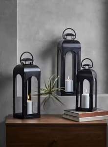 Lanterne décorative pour la maison, lanterne en acier inoxydable, porte-bougie - Product Image 1