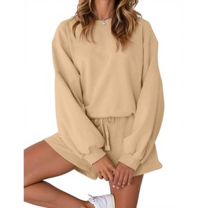 Pajama <b>Sets</b> for Women <b>Two</b> <b>Piece</b> Outfits Long Sleeve Sweatshirts <b>Lounge</b> <b>Sets</b> Casual Tops and Shorts Fall Outfits - Product Image 1