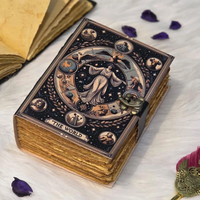 Journal de Tarot imprimé de 400 pages, fait main, vintage, pages à bords festonnés, carnet mystique à couverture rigide, Livre des Ombres
