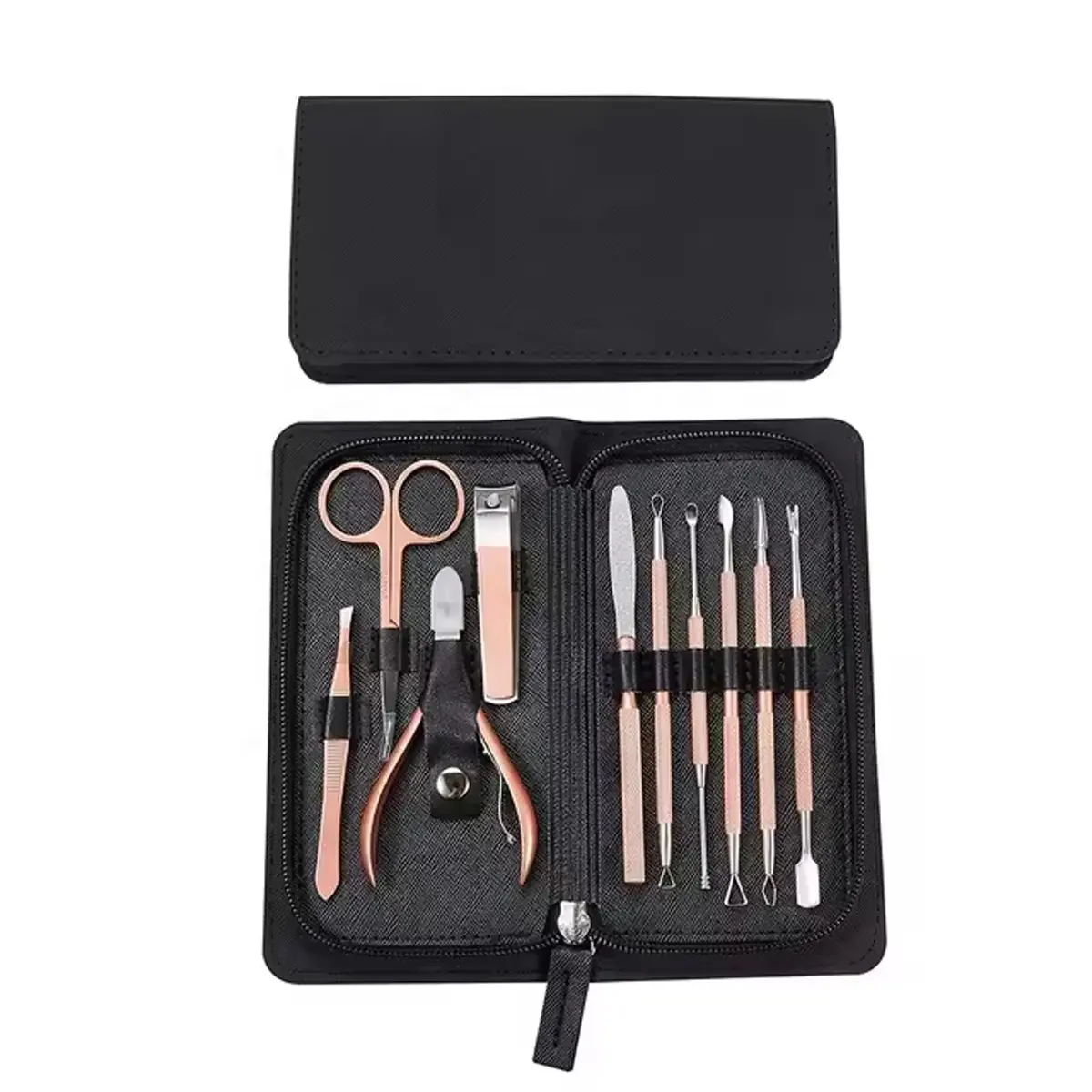 High Quality Manicure Pedicure Kit German Stainless Steel Rose Gold Plated Nail Grooming Manicure Sets German Stainless Steel