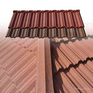 Tuiles de <span class=keywords><strong>toiture</strong></span> à bords biseautés certifiées CE, tôles de <span class=keywords><strong>toiture</strong></span> en métal revêtues de pierre classiques, bardeaux en acier <span class=keywords><strong>zinc</strong></span>-aluminium pour maison européenne - Product Image 2