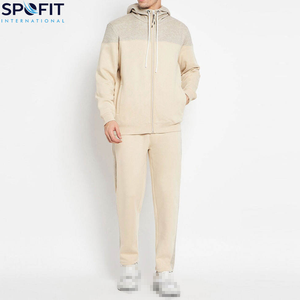 Nouveau survêtement de sport de qualité supérieure, fermeture éclair contrastée, entraînement, jogging, extérieur, 100% coton, streetwear, coupe régulière, uni - Product Image 1