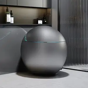 Appareil sanitaire moderne à capteur de pied, toilette intelligente en forme d'oeuf montée au sol, toilette en céramique automatique avec réservoir